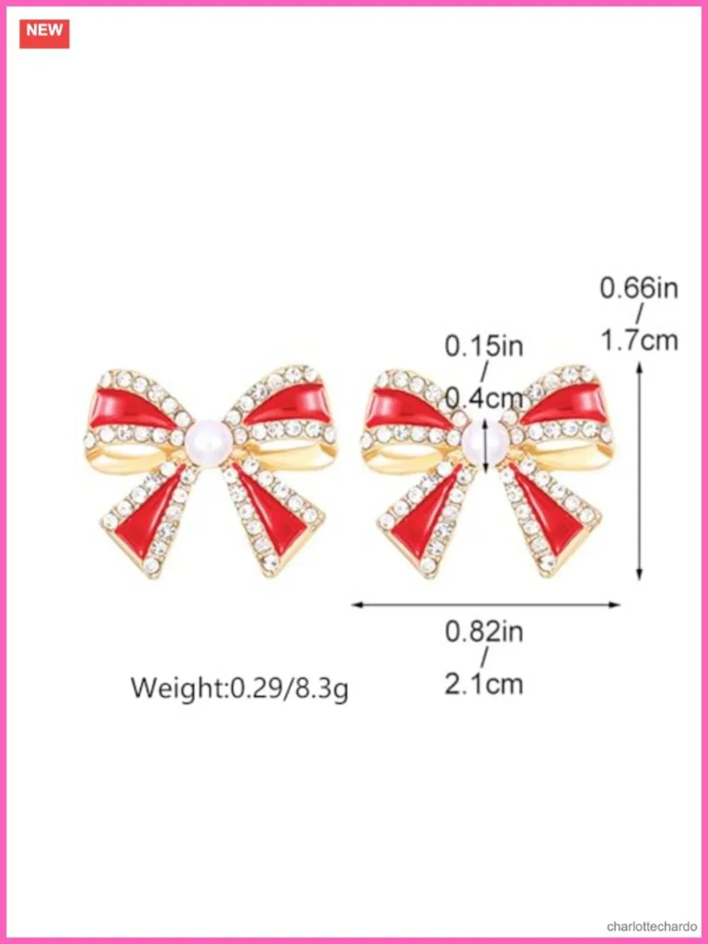 Gold Bow Stud Earrings Rhinestone Pearl Bowknot Women Wedding Party